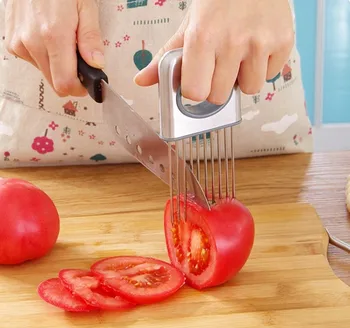 

Stainless Steel Onion Cutter Onion Fork Fruit Vegetables Cutter Slicer Tomato Cutter Knife Cutting