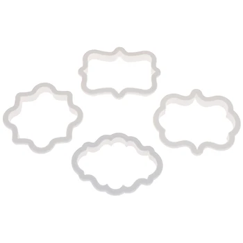 

4pcs/set Vintage Plaque Frame Cookie Cutter Set Plastic Biscuit Mold Cake Decorating Tools Fondant Cutter