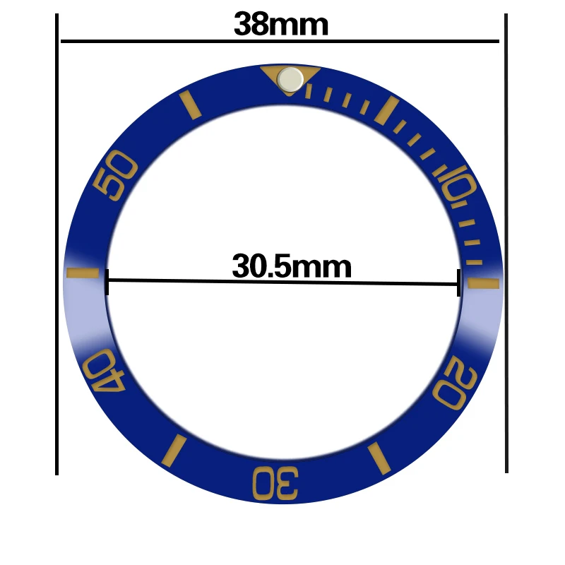 

Watches Spare parts, 38mm Blue yellow font ceramic Bezel suitable for 40 mm Sub Automatic watch