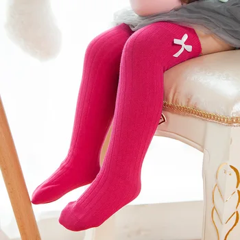 

Baby Pile Of Socks Splice Bow-knot Stretch Knee High Socks Girls Comfortable Cute Breathable Cotton Winter Leg Warmers Sock