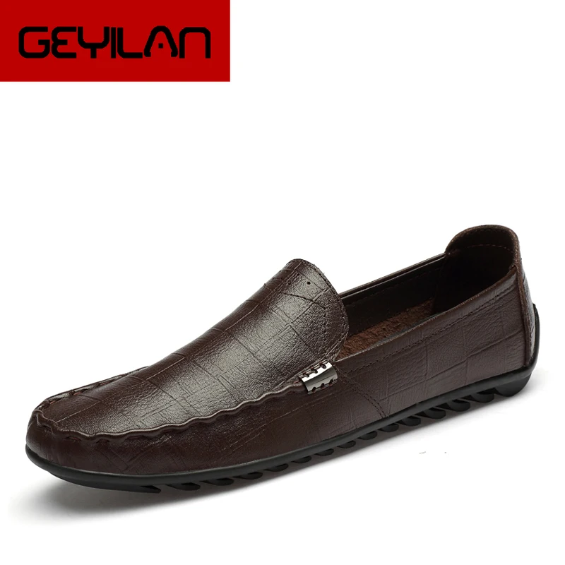 

Genuine Leather Men Casual Shoes Luxury Brand 2020 Mens Loafers Moccasins Breathable Slip on Driving Shoes Size 37-46