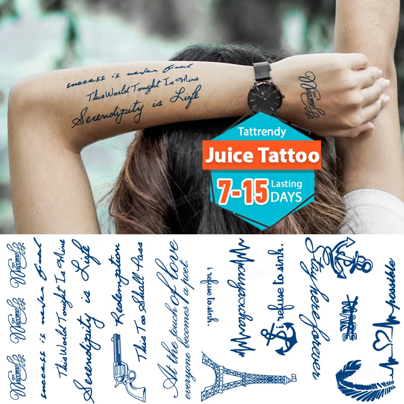 Juice Ink Waterproof Temporary Tattoo Sticker English Letters Alphabet Tattoo Word Simple Stickers Flash Tatoo Arm Fake Tattoos Temporary Tattoos Aliexpress