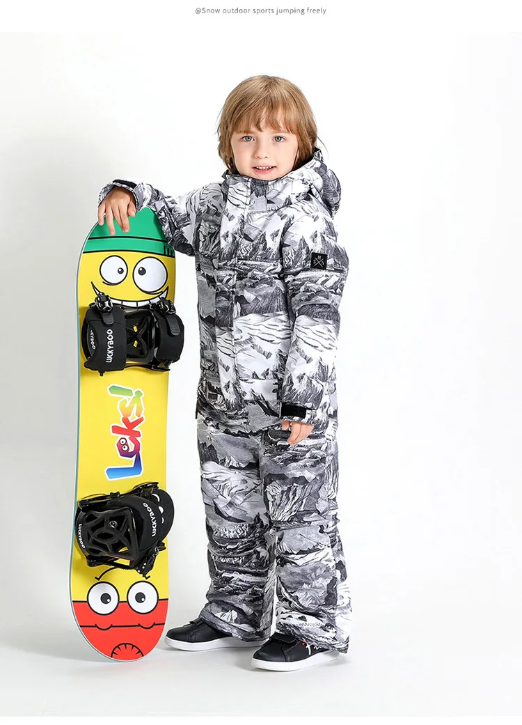 Детский цельный лыжный костюм водонепроницаемый утепленный ветрозащитный лыжный костюм для девочек и мальчиков Теплый, 110 до 160 см