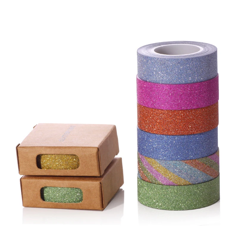 10PCS Glitter Glitter Pattern Washi Tape Adhesive Sticker Hand Diary  Stickers Masking Tape Decorative Christmas DIY