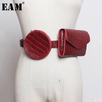 

[EAM] Pu Leather Mini-bag Split Joint Long Wide Belt Personality Women New Fashion Tide All-match Spring Autumn 2020 1K753