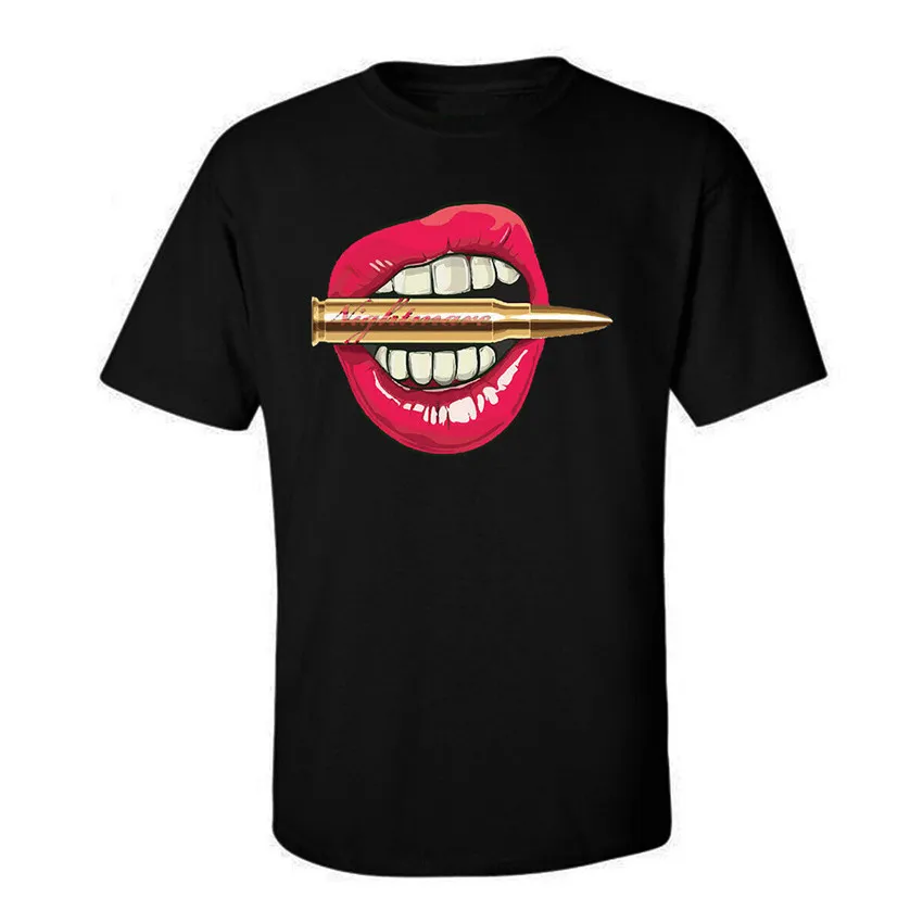 cheap Bullet Lips, Danger Mens Tees Graphic Funny Generic Novelty Unisex T Shirt Slogans Customized Tee Shirt