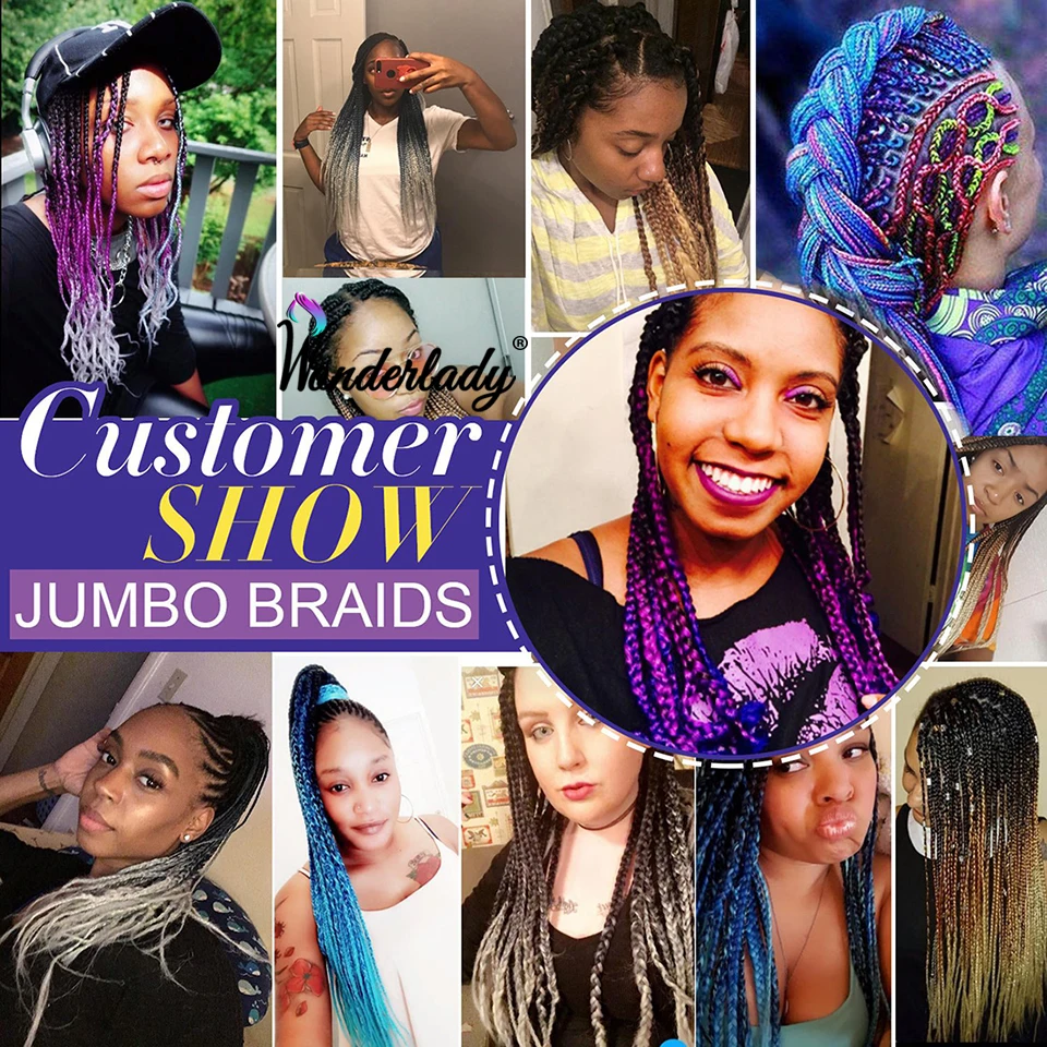 Hdf27fc7cd82942e5a870cca9ba398b242 100G 120 Colors Synthetic Braiding Hair Extensions Packs Ombre Braiding Hair For Women 24" Jumbo Box Braids Mallzona