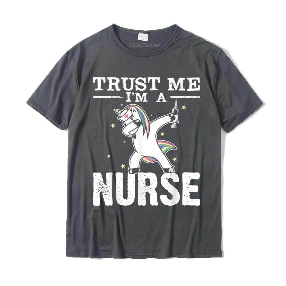 Fitted Men's T-Shirt Europe Casual Tees 100% Cotton Short Sleeve Funny T Shirt Crew Neck Top Quality Trust Me I'm A Nurse Funny Dabbing Unicorn T-Shirt__30054 carbon