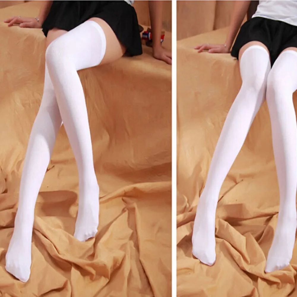 Осенние новые белые женские модные длинные носки выше колена высокие Соблазнительные эластичные нейлоновые Длинные Носки Женские однотонные дропшиппинг