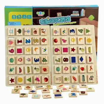 

Right brain Memory game wooden toy 80PCS domino building blocks children's educational domino block toys Kids Blocks memory game