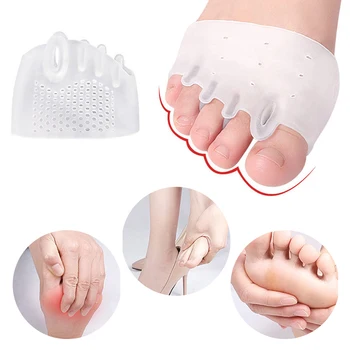 Silicone Insoles Forefoot Pads Toe Separator Pain Relief Shoes Insoles Toe Hallux Valgus Corrector Cushion Gel Pedicure Socks
