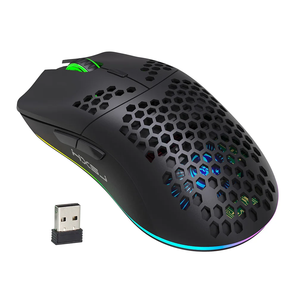 good wireless gaming mouse T66 Wireless Gaming Mouse Honeycomb Shell Rechargeable Optical Mice for PC Laptop Computer Ergonomic Mice Silent bluetooth computer mouse Mice