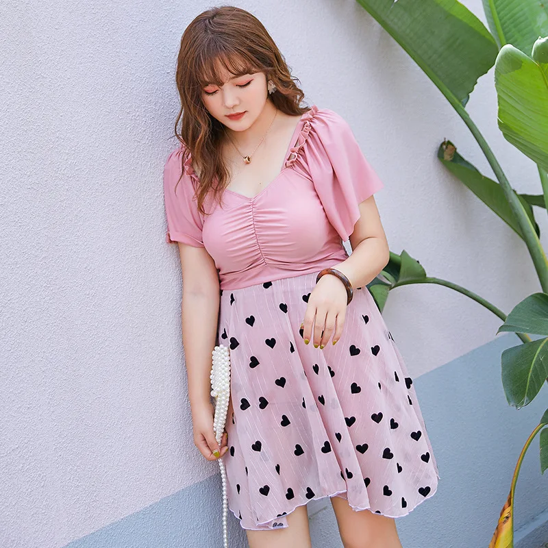 

New Style Large Size Dress-Swimwear Fashion Conservative Belly Covering Slimming Fat Mm 200 Plus-sized Swimming Suit