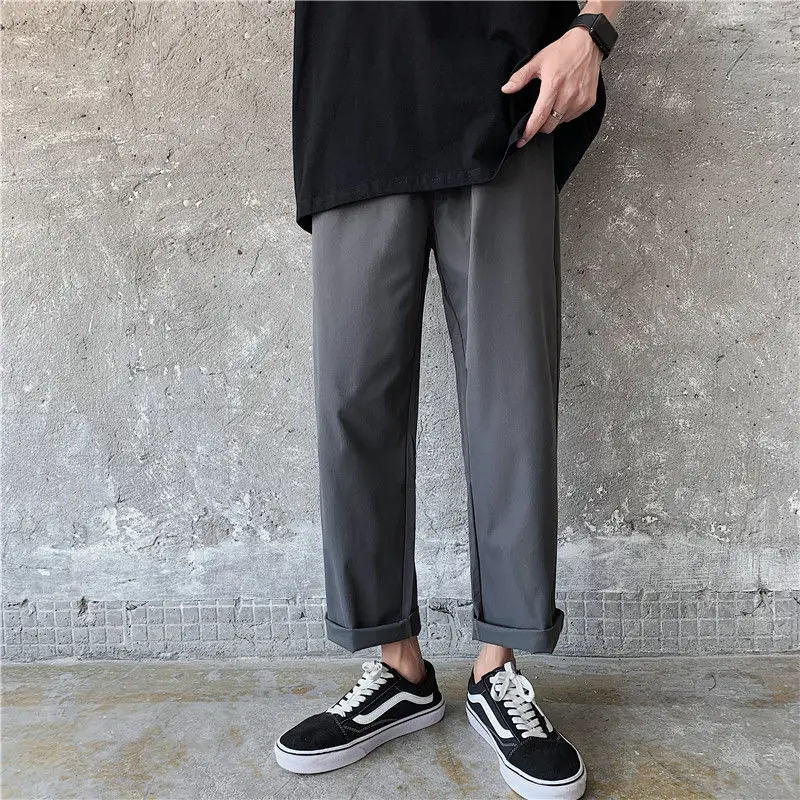 

2020 Spring And Summer New Youth Popular Loose Solid Color Korean Trousers Fashion Casual Wild Nine Points Pants S-3XL
