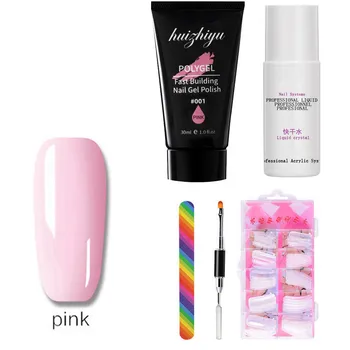 

Nail Art Fashion Nail Lamp Poly Gel False Nails Liquid Double-end Nail Pusher Set 60ml Decoration Nail Art Tool Set Manicure