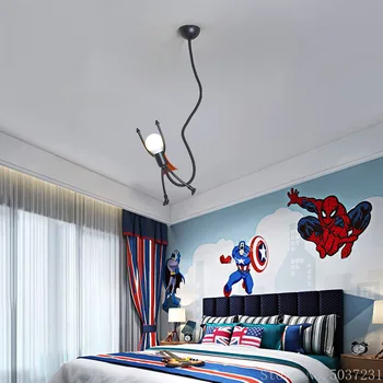 

Creative Simple Superman Pendant Lamp Children's Room Cross-Border Villain Pendant Lights Study Dining Bar Hanging Light Fixture