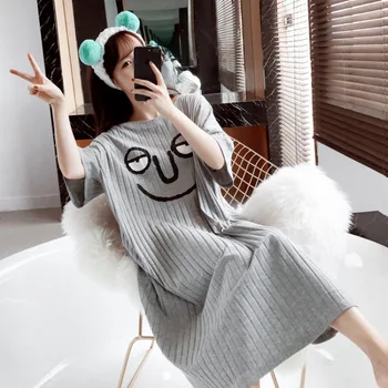

Pure Cotton Nightdress Funny Summer Loose Cute Sleepwear Women Dropshipping