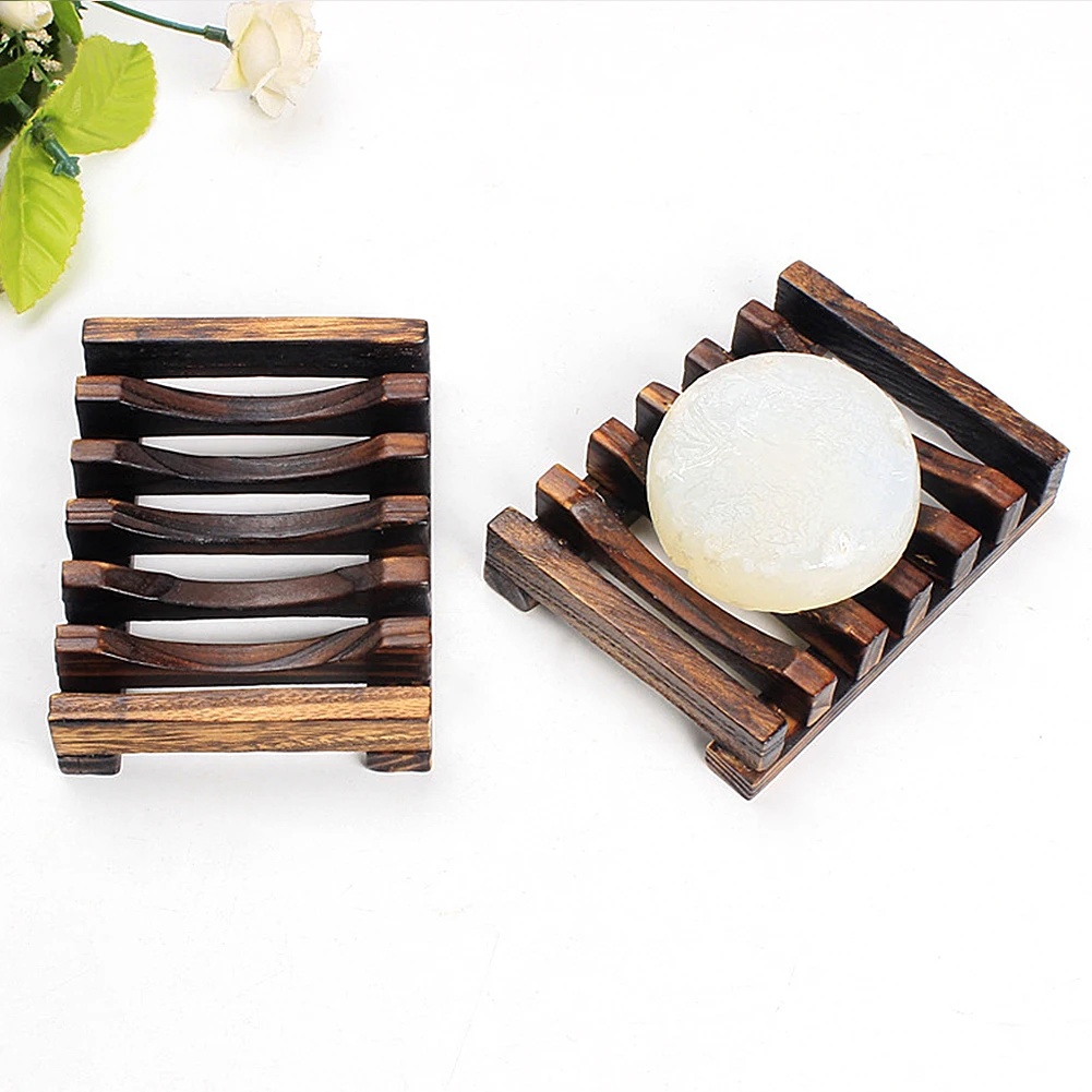 10.8x8x2cm Vintage Handmade Wooden Carbonization Bathroom Soap Dish Sink Sponge Holder Sundries Rack for Bathroom Toilet