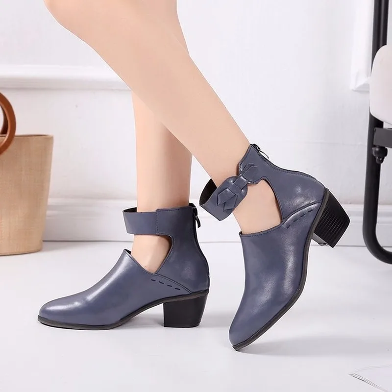 

2019 spring and summer Shoes Women High Heels Boots Fashion Women Ankle Boots Woman Party Shoes Square heel Black J13-58