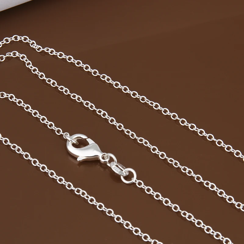 1 PCS 925 Sterling Silver 16/18/20/22/24 inch Length 1MM Rolo Chain Fashion Necklace Fine Jewelry gold necklace 925 Silver Jewelry
