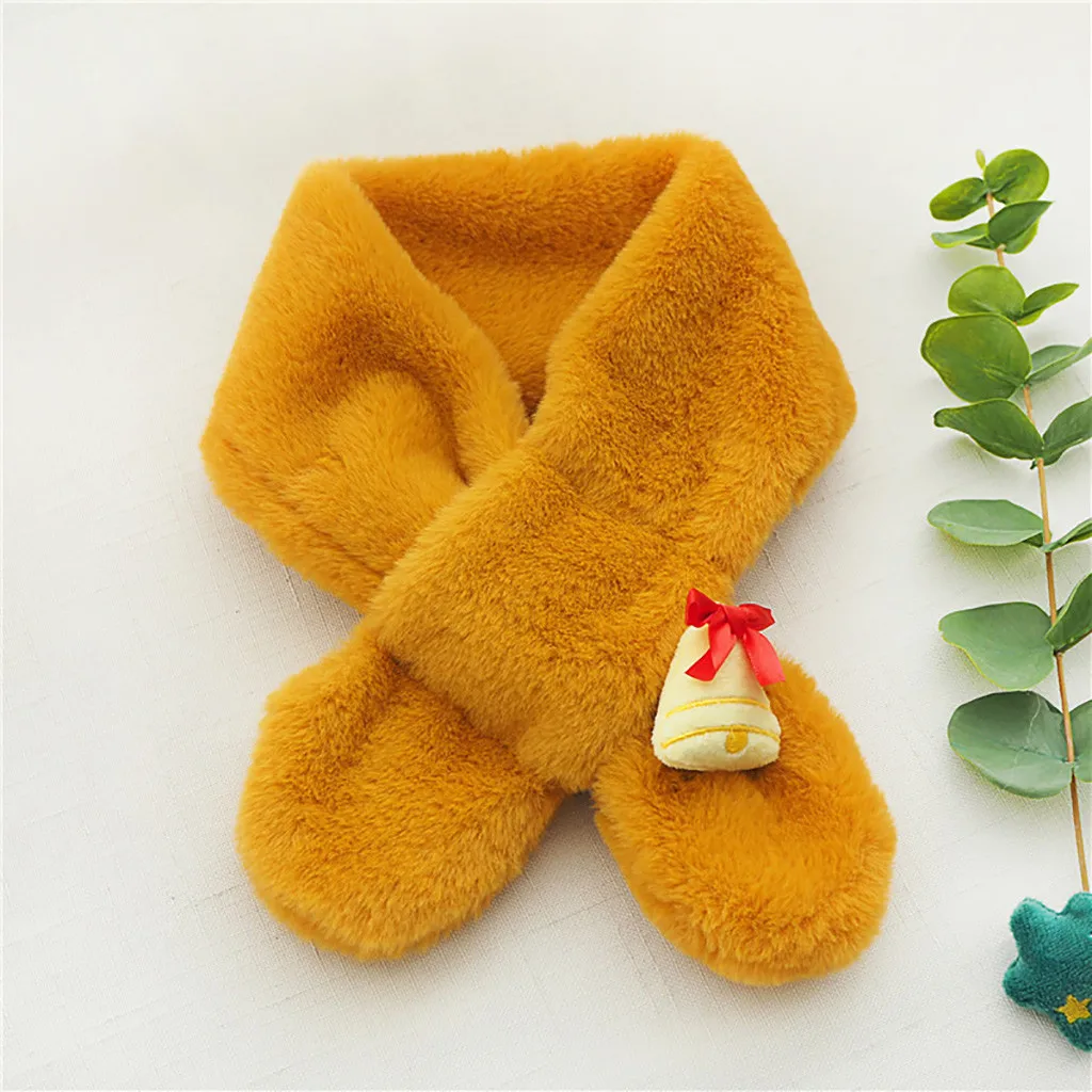 Рождественский теплый шарф, серия, имитация кроличьей шерсти, детский нагрудник, зимний теплый шарф, шаль, женские шарфы, Echarpe Hiver Femme - Цвет: Yellow 6