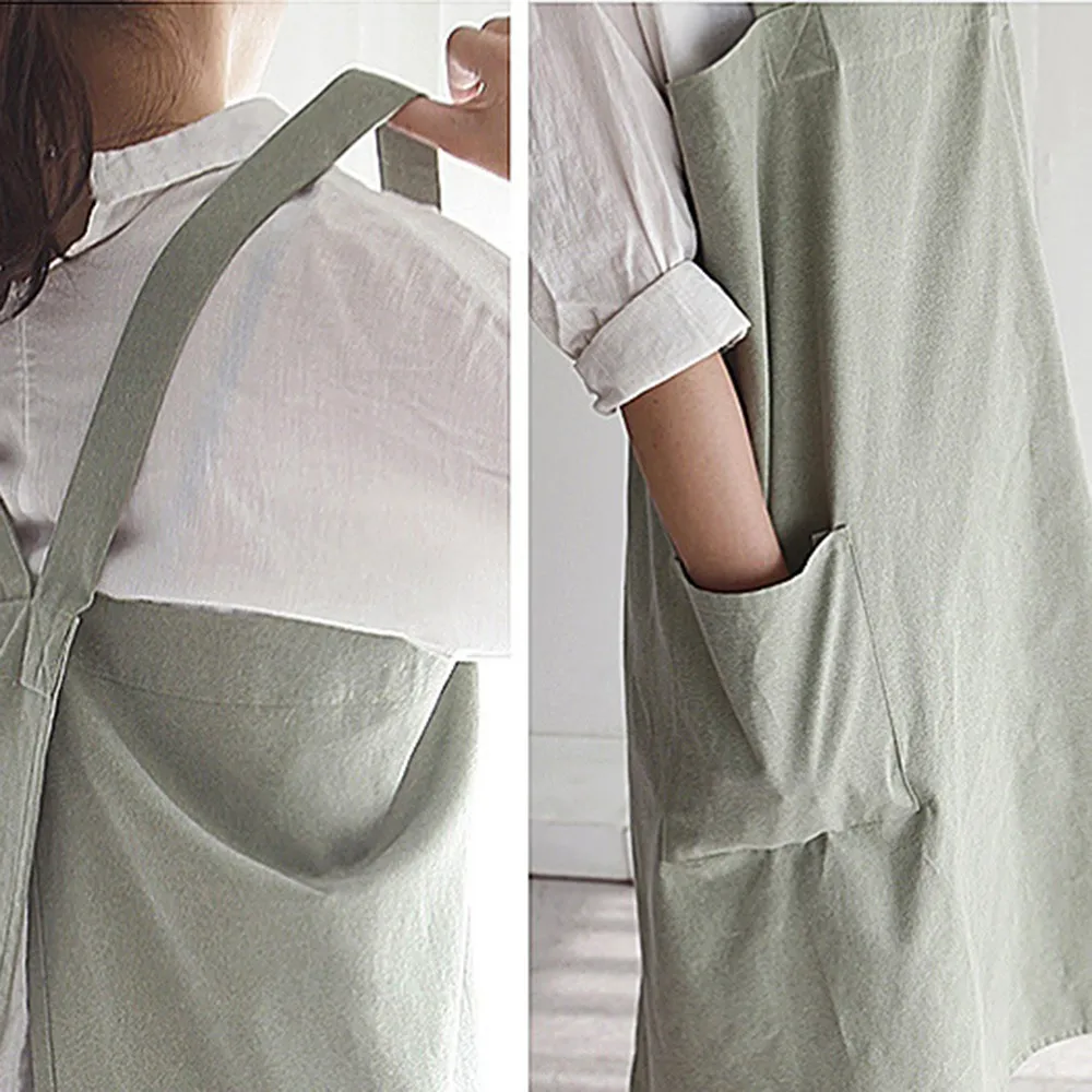 

Japanese Style Kitchen Flower Shop Apron Cooking Apron Working Painting Aprons Cotton Linen Overall for Men Women Kids