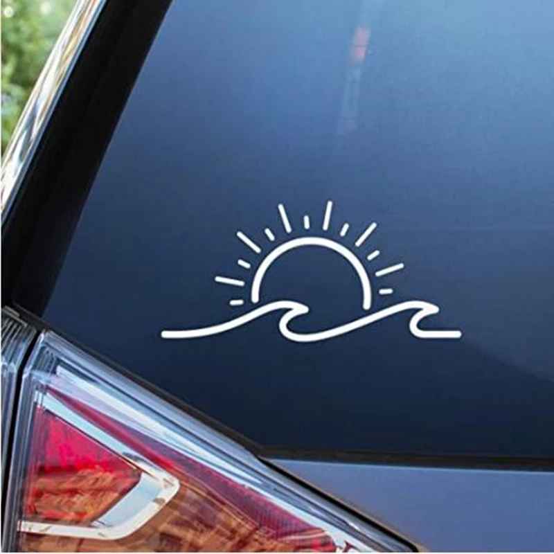 

DAWASARU Sun and Wave Car Decal Beach Bumper Sticker Interesting Creative Car Sticker Accessories/Cover Scratch/ Custom 18 * 8CM