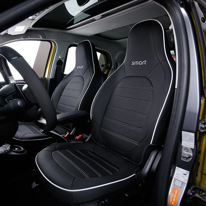 Автомобильный кожаный чехол для Mercedes Benz Smart 453 fortwo автомобильные аксессуары для защиты салона стильные украшения - Название цвета: Black White-A