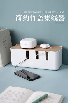 

Cable Storage Box Power Strip Wire Case Anti Dust Charger Socket Organizer Desktop Network Line Storage Bin Stationery organize