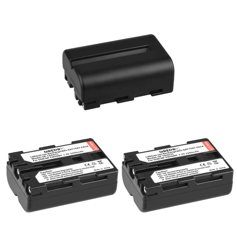 2 Pcs 2200mAh NP-FM500H NP FM500H Battery + LED Dual USB Charger with type-C port for NP-F550 NP-FM50 Sony Alpha A58 A350 A500 