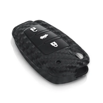 Cover chiave telecomando per Audi Sline A3 A5 Q3 Q5 A6 C5 C6 A4 B6 B7 B8 TT 80 S6 - KEYYOU custodia portachiavi in Silicone per auto a 3 pulsanti per Audi Sline A3 A5