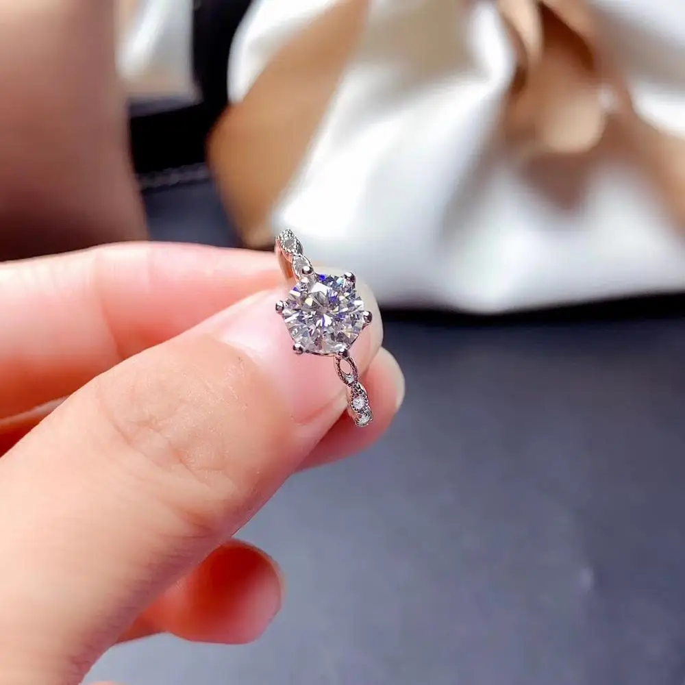 

Женское Обручальное кольцо с муассанитом, покрытое серебром 925 пробы