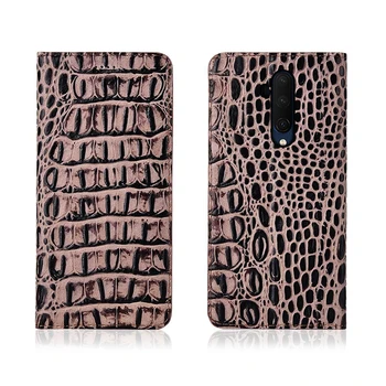 

Crocodile pattern genuine leather magnetic phone case card slot holder for OnePlus 7T Pro/OnePlus 7T flip case stand phone case