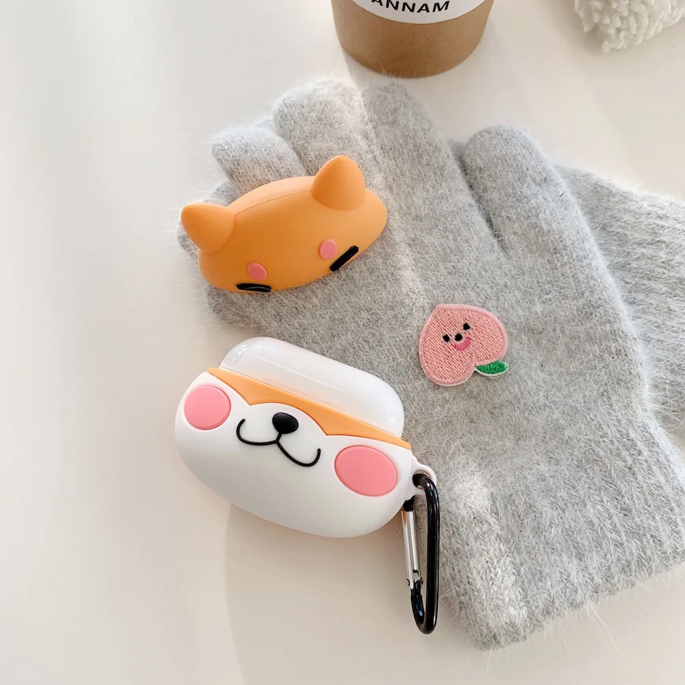 Стерео мультфильм собака набор наушников для Airpods чехол милый силиконовый Bluetooth наушники защитный чехол-3 поколения