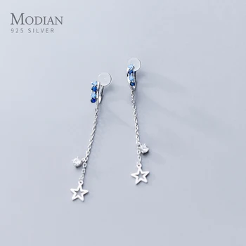

Modian Colorful Crystal Letter “U” Shape Clips Earring for Women Fashion Star Tassel Sterling Silver 925 Earring Fine Jewelry