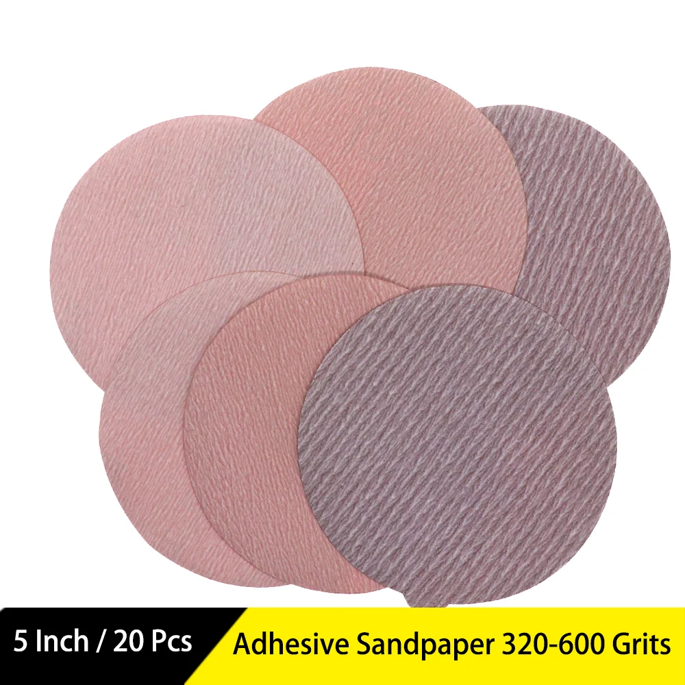

20Pcs PSA Sanding Sheets Self Adhesive Sandpaper 5 Inch 125MM Dry Grinding Sandpaper 320-600 Grits for Sanding Polishing