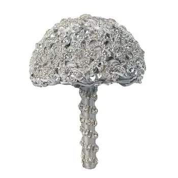 

Pure Pure Color Noble Full Diamond Bride Bouquet Silver Rhinestone Pearl Embellished Wedding Bouquet Perfect For Wedding And