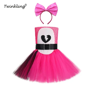 

Fortress Night Tutu Dress Hot Pink Headwear And Black Brake Heart Role Play Costume Clothes Halloween Carnival Party Outfit