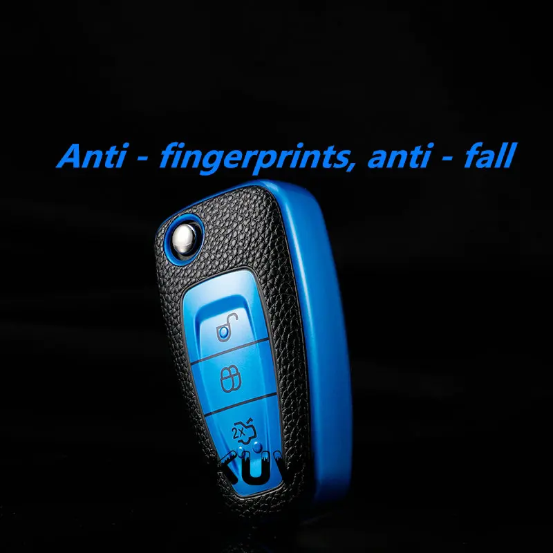 Leather TPU Car Key Case Cover for Ford Ranger C-Max S-Max Focus Galaxy Mondeo Transit Tourneo Auto Key Holder keychain