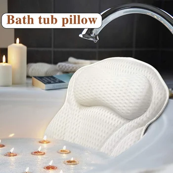 

NEW Bath Pillow 3D Mesh Bathtub Pillow with 6 Suction Cups 1 Hook for Bathing Bathroom Pillow