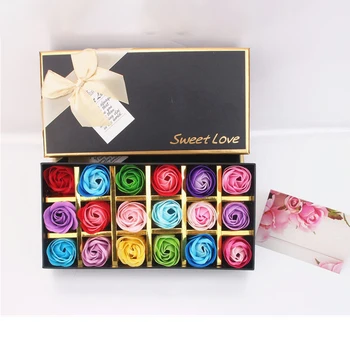 

18pcs Simulation Rose Soap Flower with Gift Box Valentine's Day Creative Gift Scented Rose Flower Petal Bath Body Soap Rose Bear