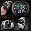 NAVIFORCE plata Acero inoxidable hombres ejército militar doble pantalla cuarzo reloj Led hombre relojes impermeables reloj masculino 9163 ► Foto 2/6