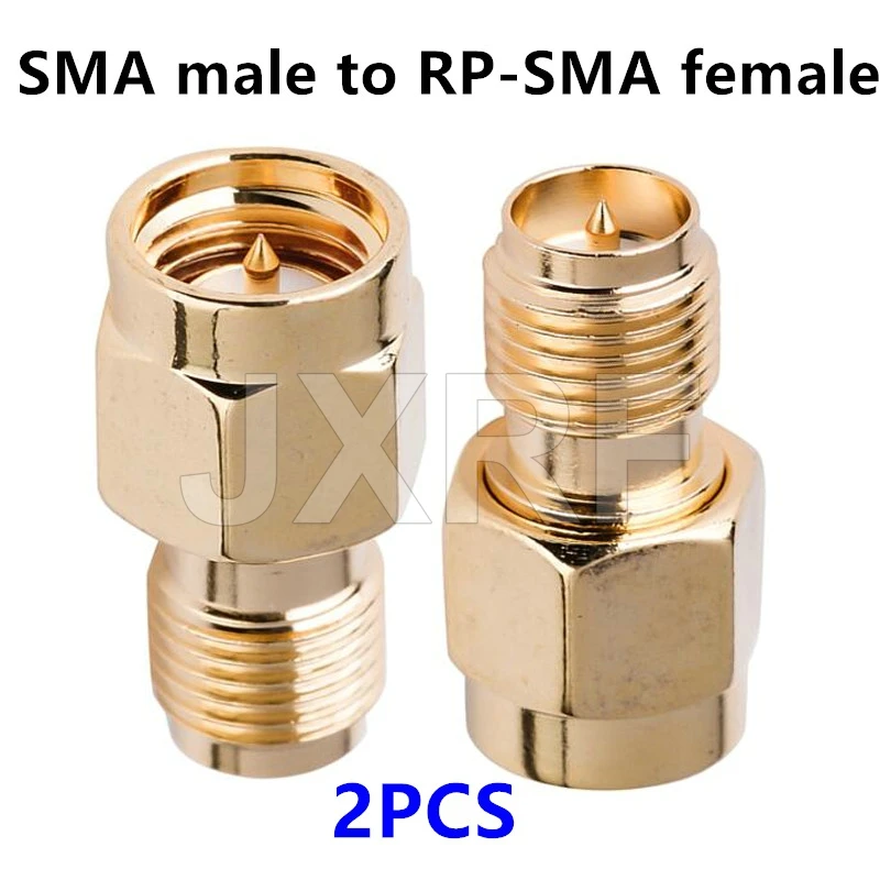 JXRF connector 2pcs RF coaxial coax adapter SMA male female RP SMA to SMA male RP-SMA Connector