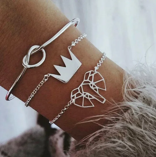 3 шт./компл. винтажный античный Silve Elephant Knot очаровательный браслет набор для