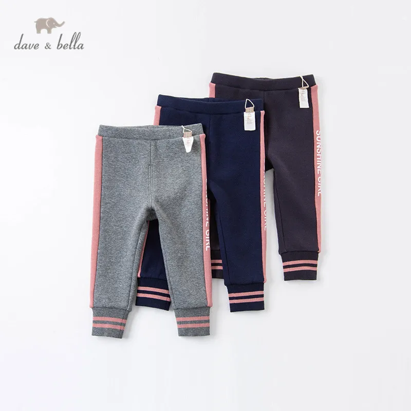 

DBM16380-K dave bella winter 3Y-11Y kids girls fashion striped letter pants children boutique casual full-length pants