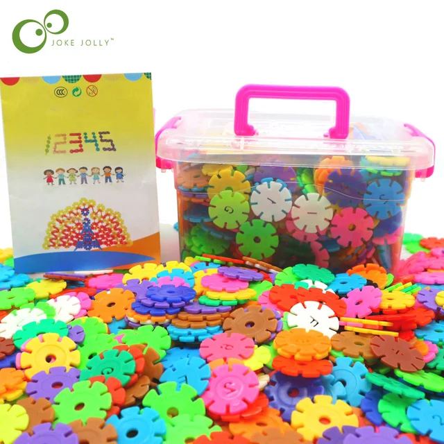 60/100/200pcs Early Education Insert Bag Snowflake Buliding Block Set Baby Puzzle Plastic Assembling Buliding Blocks Toys DDJ 1