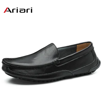 

Big Size Men Genuine Leather Shoes Slip On Black Shoes Real Leather Loafers Mens Moccasins Shoes Italian Designer Shoes