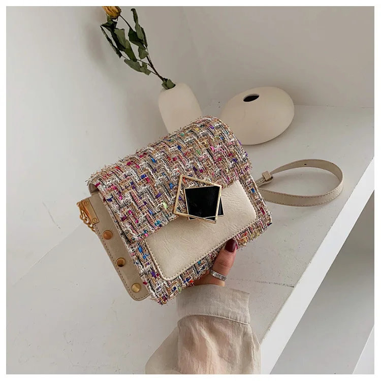 Winter Fashion Woolen Woman Chain Small Luxury Handbags Women Messenger Crossbody Bags Female For Designer Flap Shoulder Bag