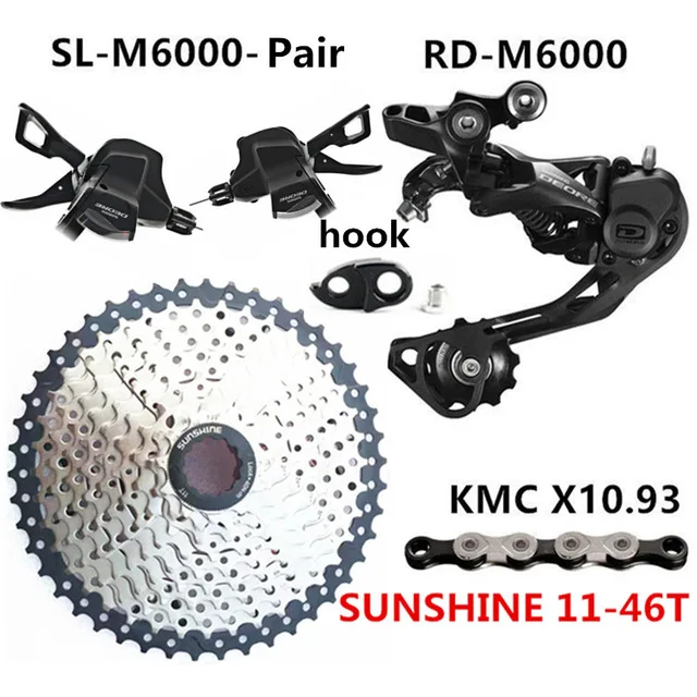 Pair 46T Kit SHIMANO DEORE SL-M6000 горный велосипед 30-скорость RD-M6000 блокировки после того, как солнце 10 скоростей маховика KMC 10 скорость цепи переключения комплект - Цвет: Pair 46T Kit