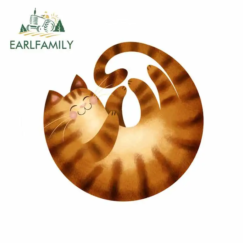 EARLFAMILY 13cm x 13cm Curvy Cat Cartoon Oem Funny Car Stickers RV VAN 3D DIY Fine Decal Waterproof Anime Vinyl JDM Accessories